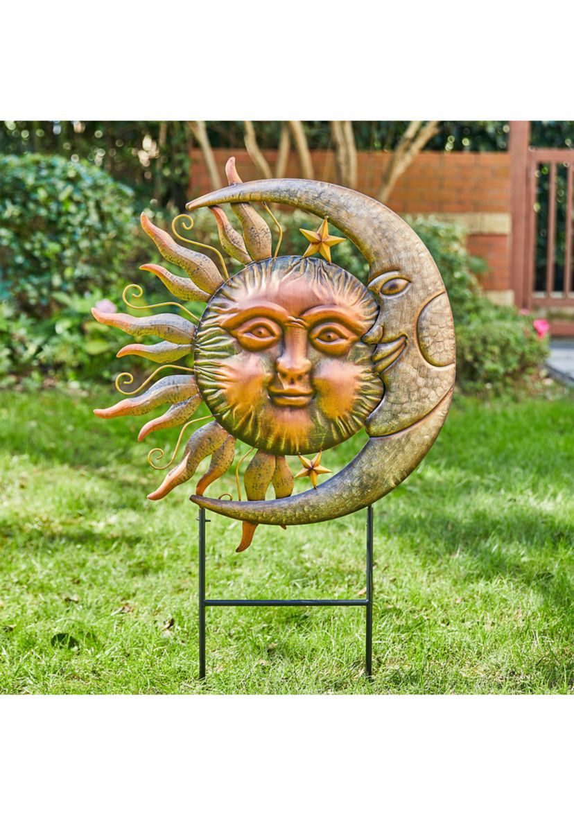 Metal Sun and Moon Yardstake or Wall Décor