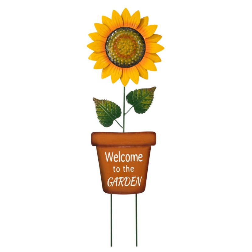 36H Metal "Welcome to the Garden" Sunflower Yardstake (KD)