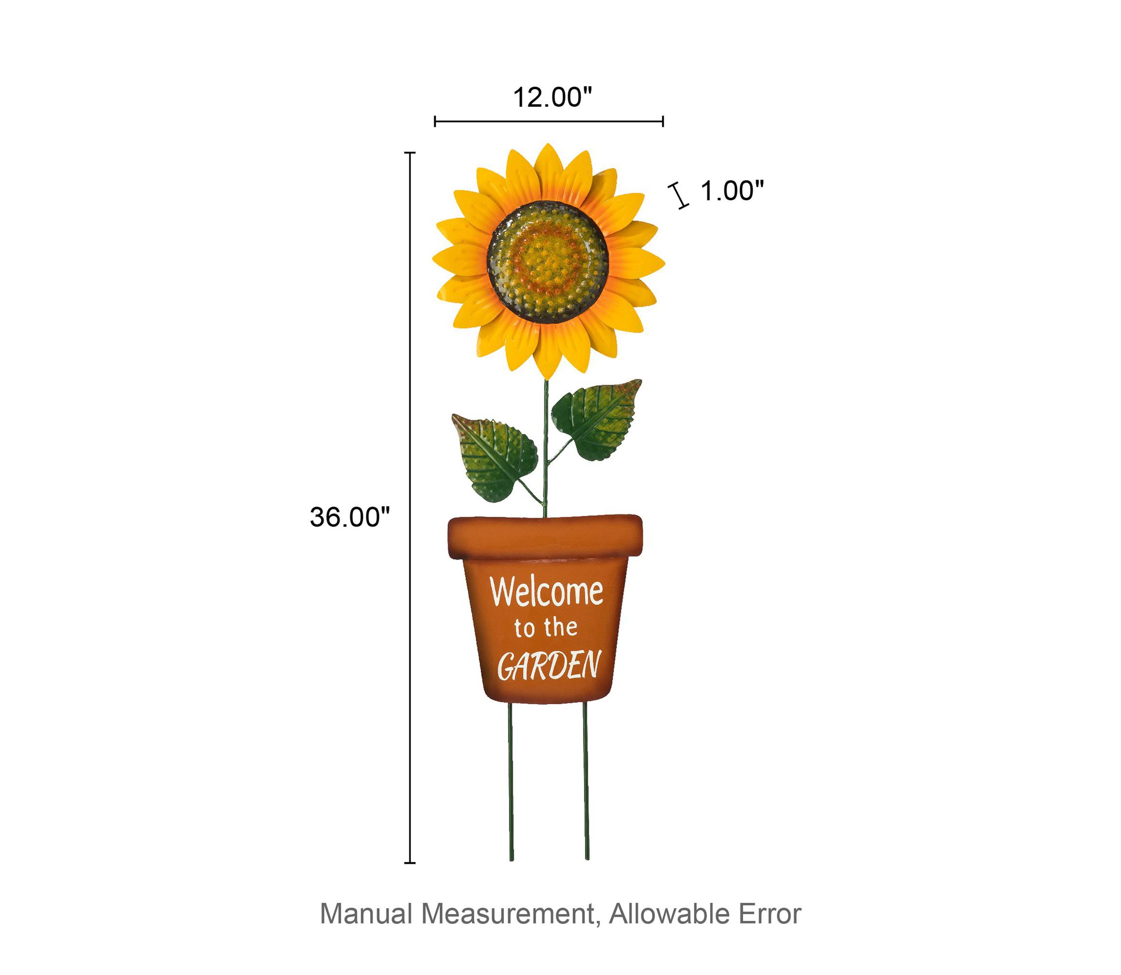 36H Metal "Welcome to the Garden" Sunflower Yardstake (KD)