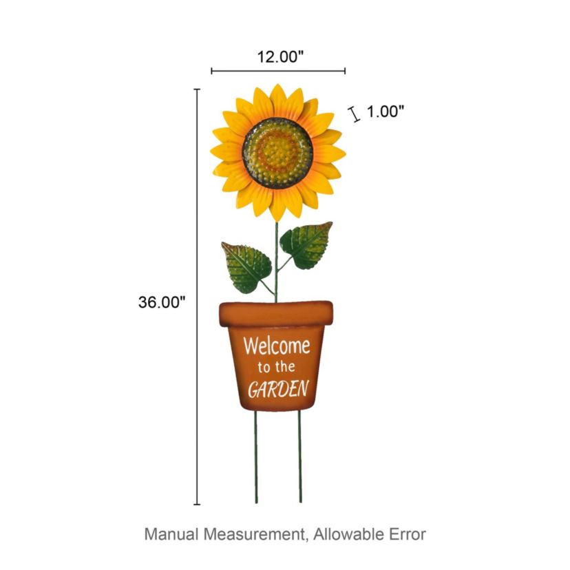 36H Metal "Welcome to the Garden" Sunflower Yardstake (KD)