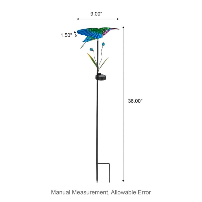 36"H Solar Hummingbird Yardstake (KD)