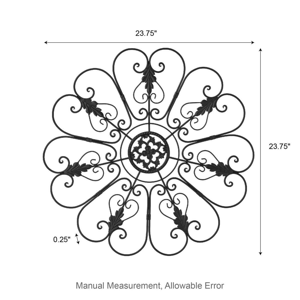 23.75"D  Traditional Iron Scroll Wall Décor