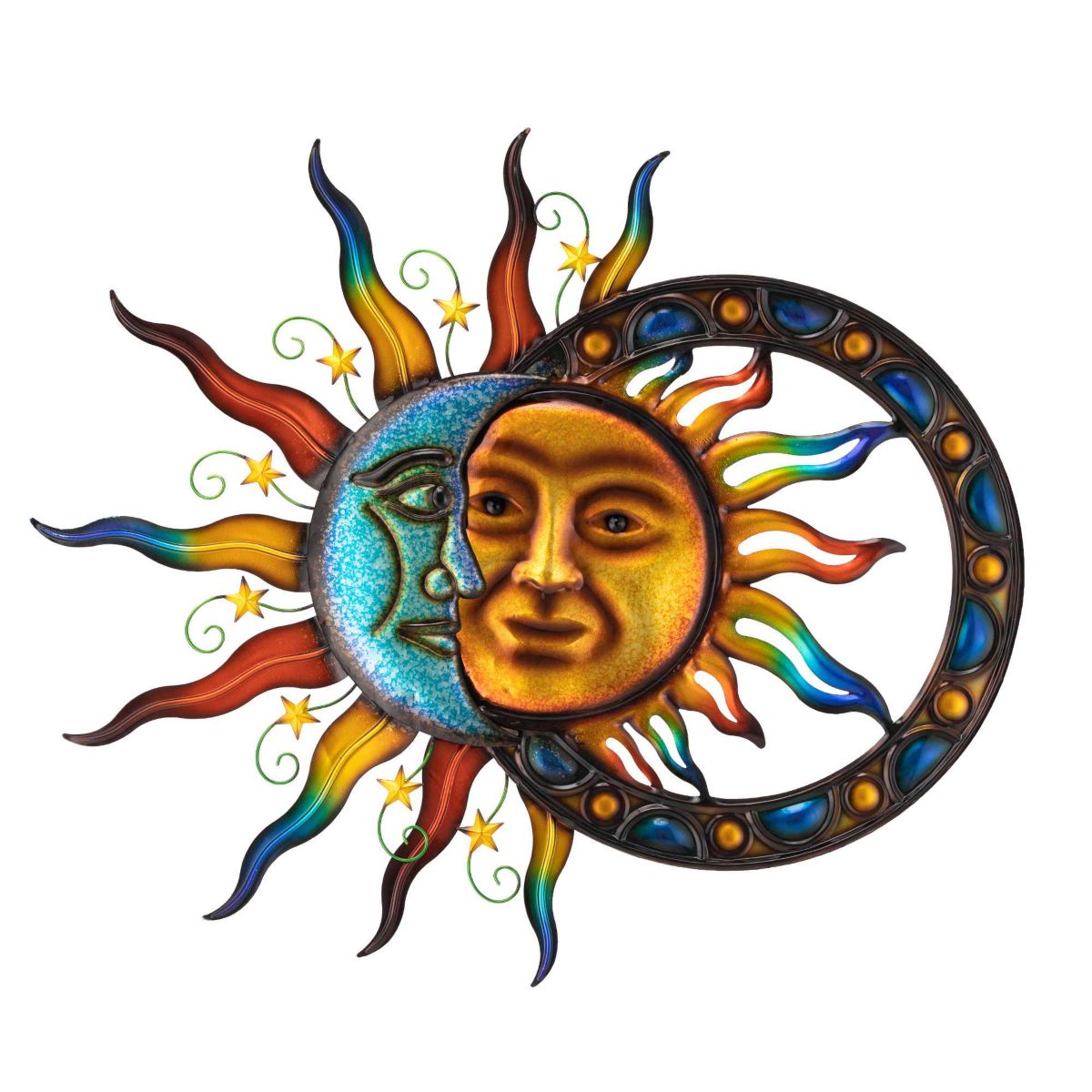 33.5"L Metal Sun and Moon Wall Décor (KD)Metal Thickness: 0.5mm
