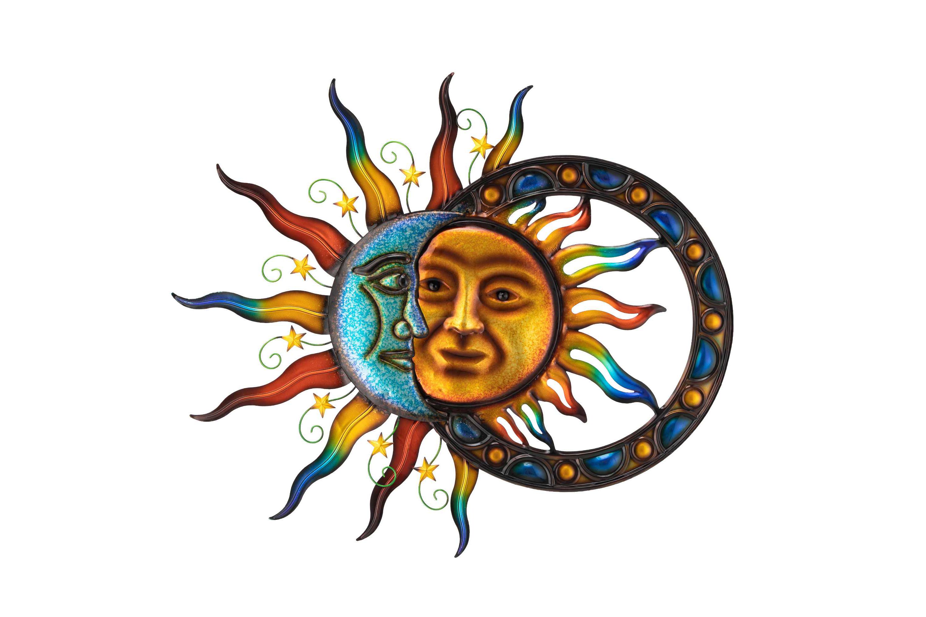 33.5"L Metal Sun and Moon Wall Décor (KD)Metal Thickness: 0.5mm