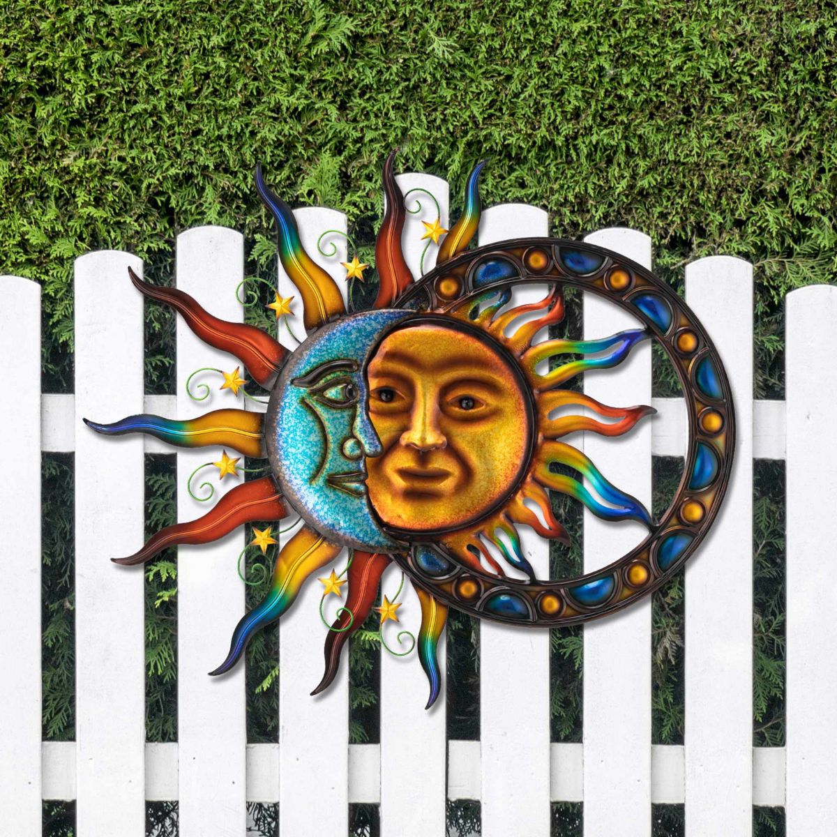 33.5"L Metal Sun and Moon Wall Décor (KD)Metal Thickness: 0.5mm
