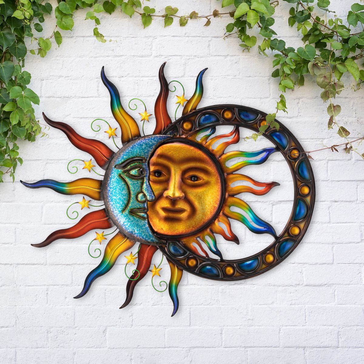 33.5"L Metal Sun and Moon Wall Décor (KD)Metal Thickness: 0.5mm