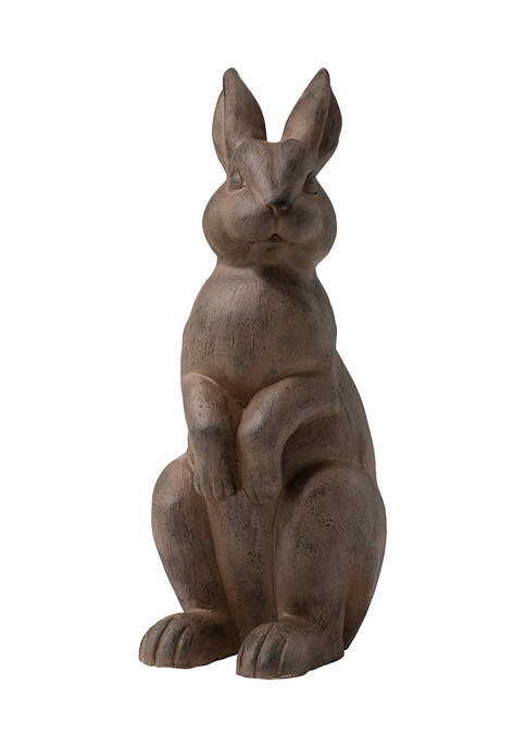 Glitzhome Tan Standing Rabbit Statue