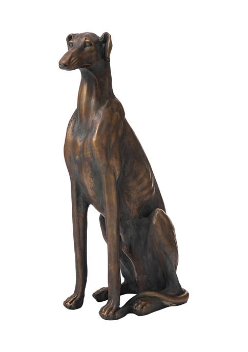 Glitzhome Aged Bronze Tone Sitting Greyhound Dog Statue