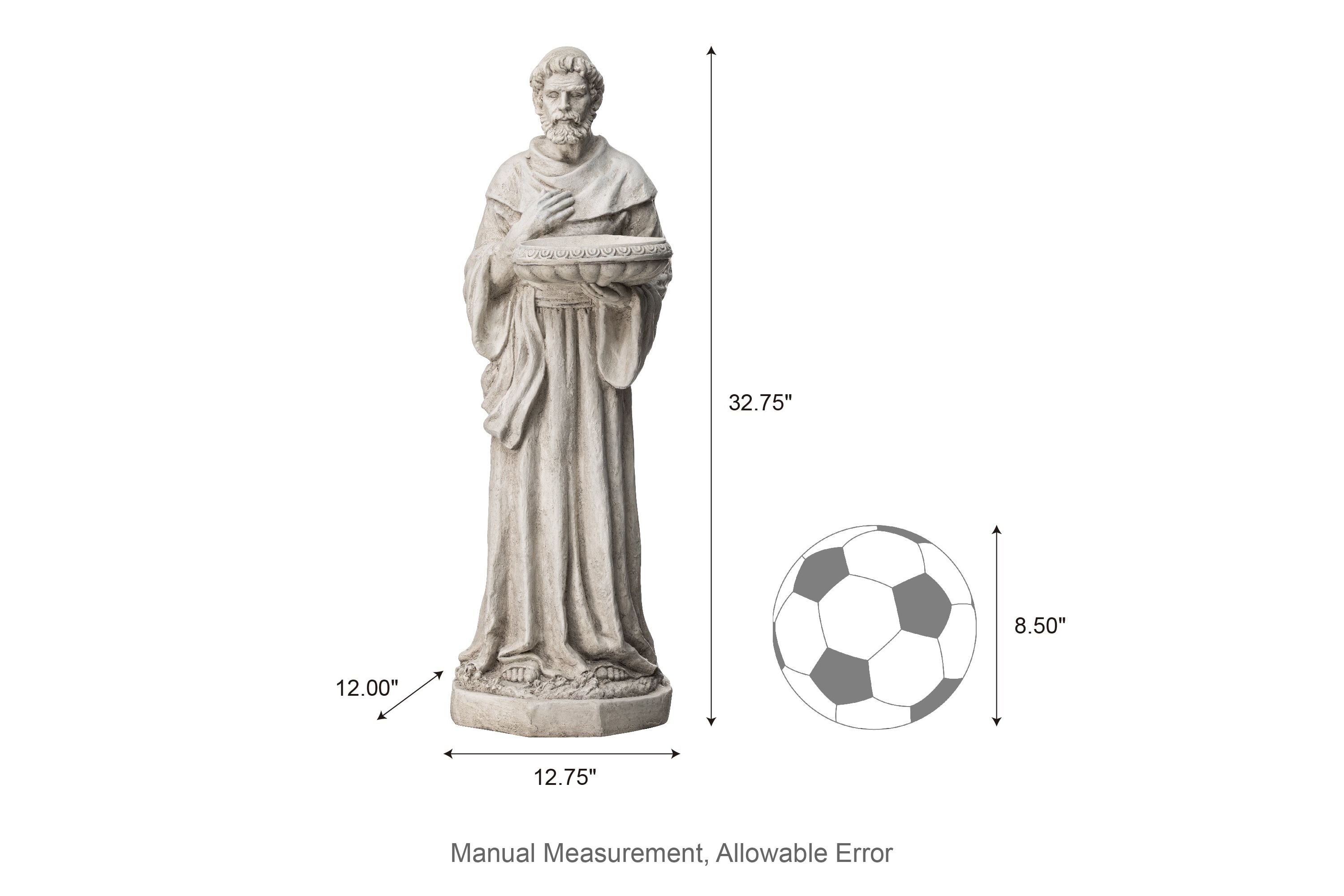 32.75"H MGO St. Francis Garden Statue with Birdfeeder