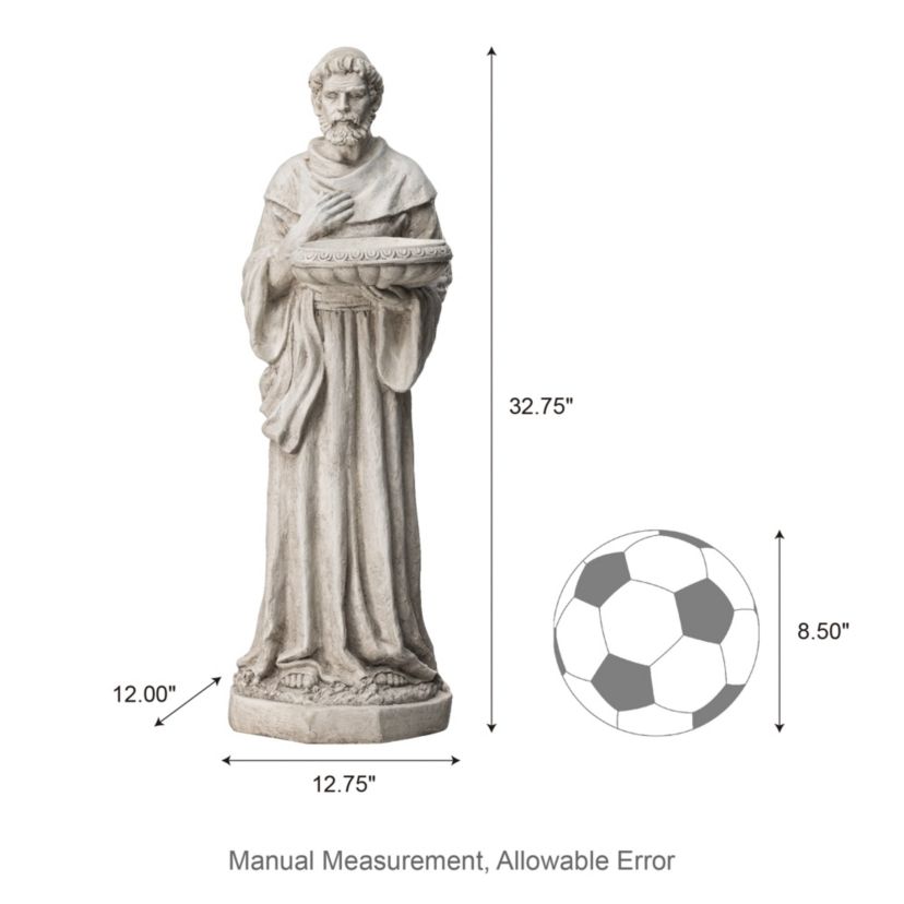 32.75"H MGO St. Francis Garden Statue with Birdfeeder