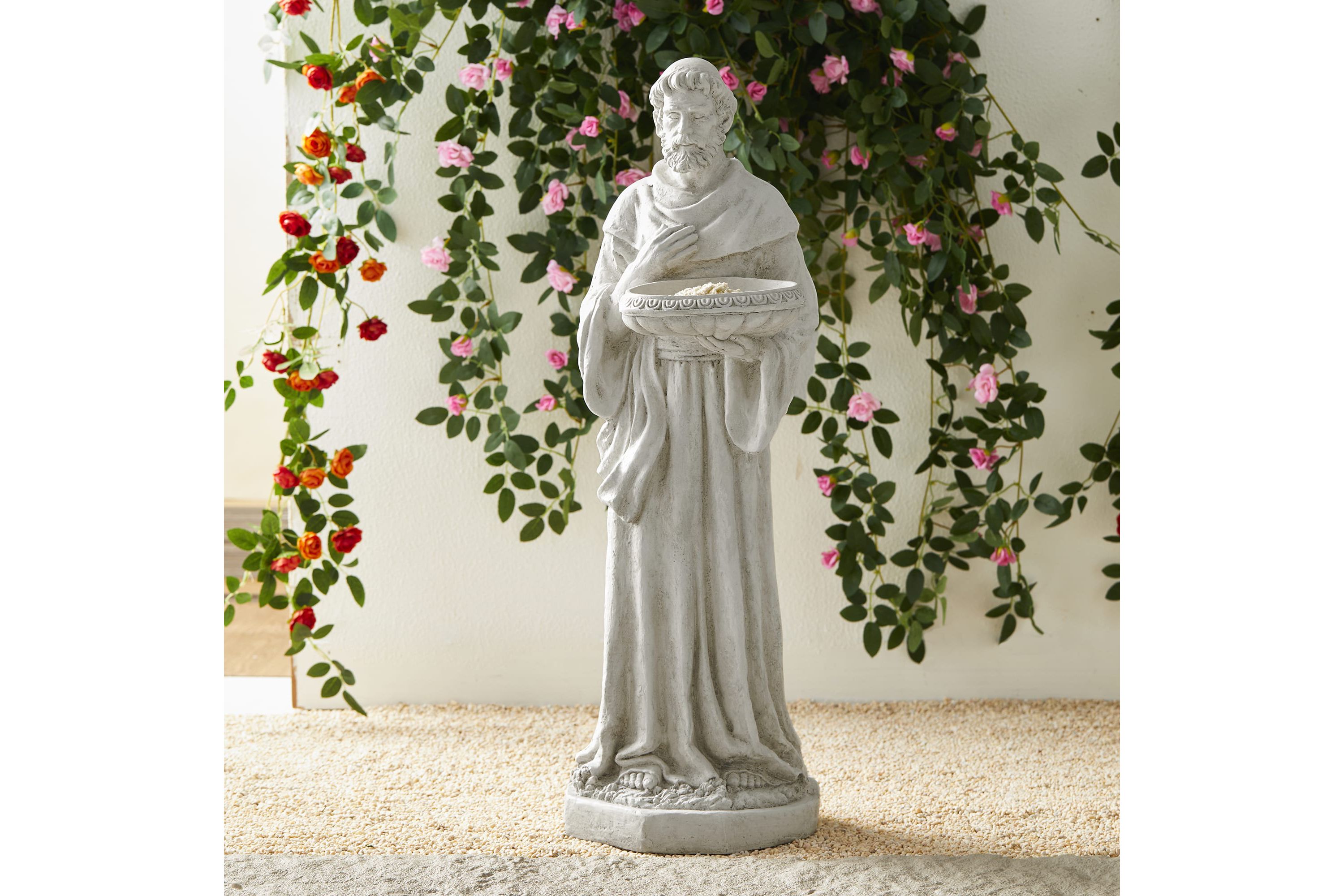 32.75"H MGO St. Francis Garden Statue with Birdfeeder