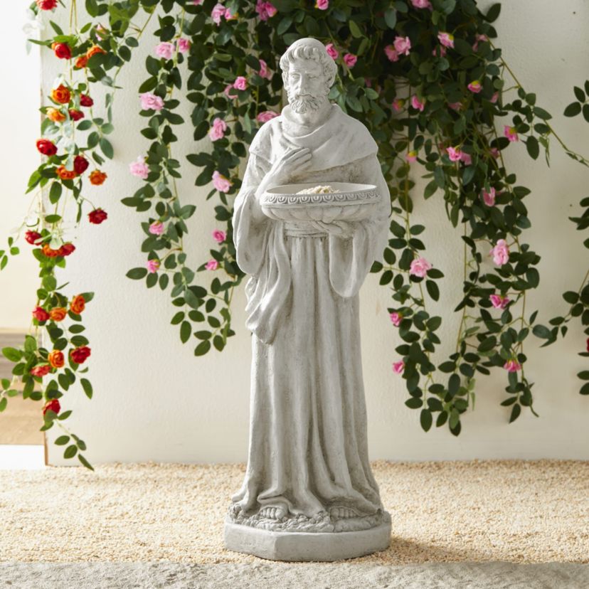 32.75"H MGO St. Francis Garden Statue with Birdfeeder