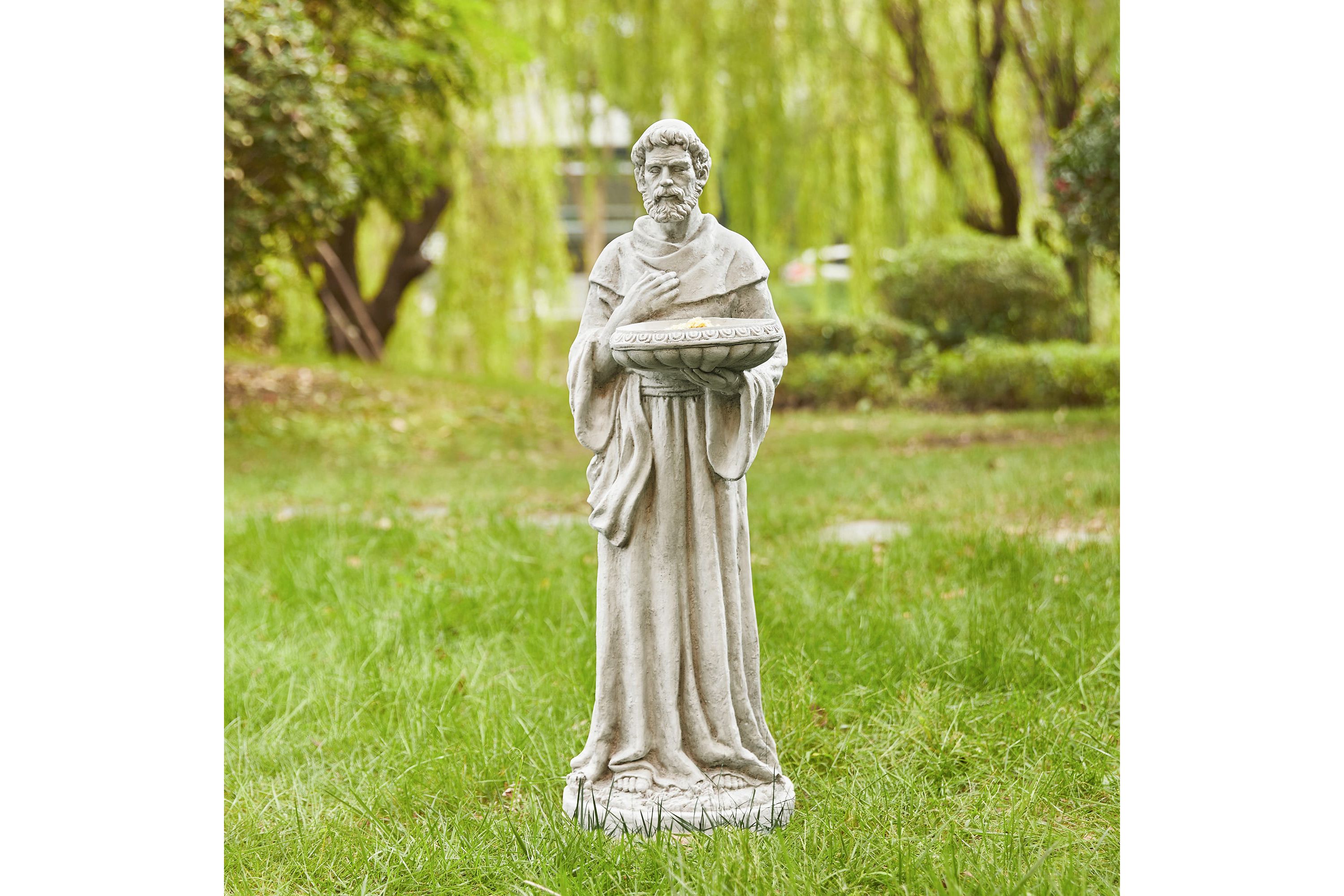32.75"H MGO St. Francis Garden Statue with Birdfeeder