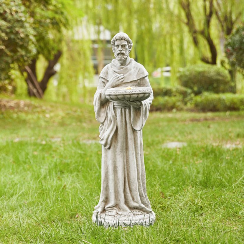 32.75"H MGO St. Francis Garden Statue with Birdfeeder