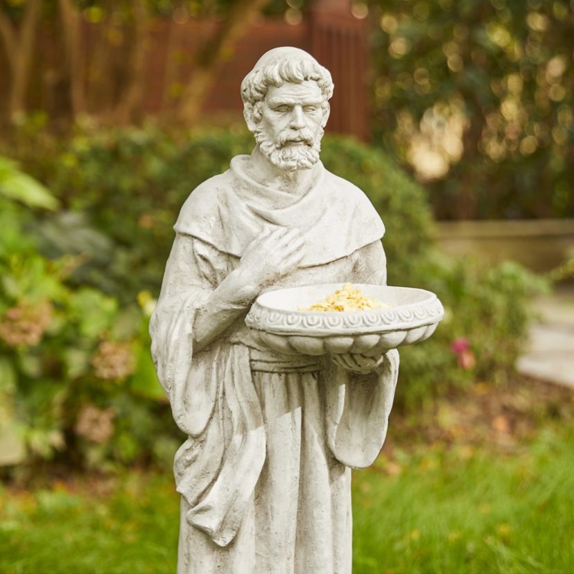 32.75"H MGO St. Francis Garden Statue with Birdfeeder
