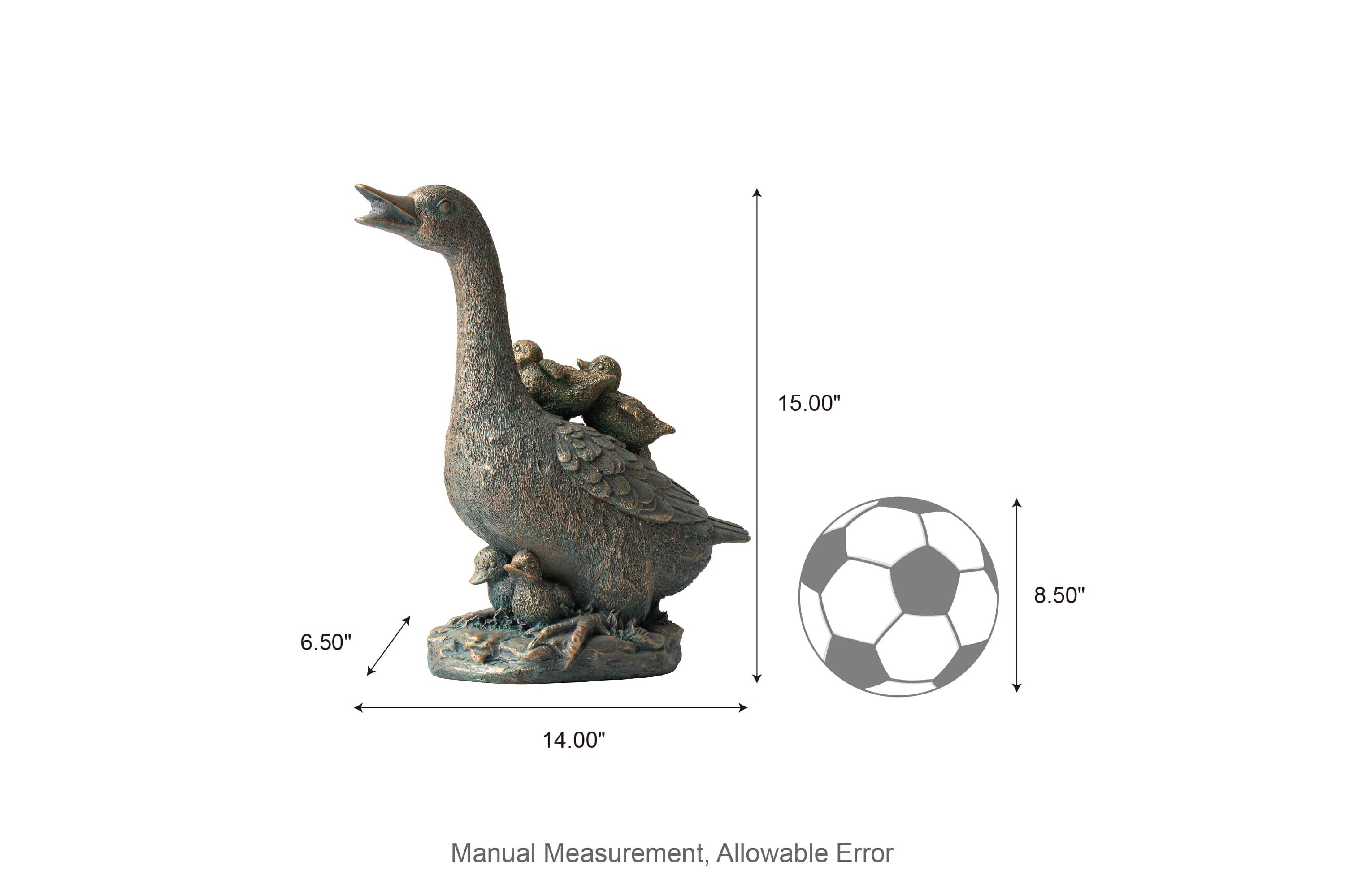 15"H Resin Faux Bronze Duck Garden Statue