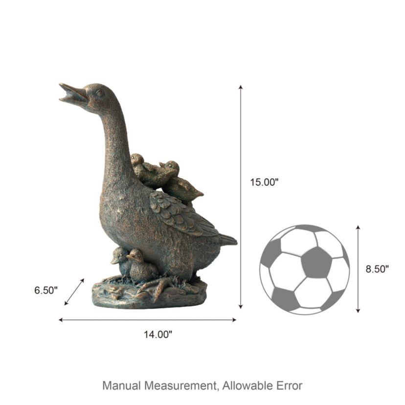 15"H Resin Faux Bronze Duck Garden Statue