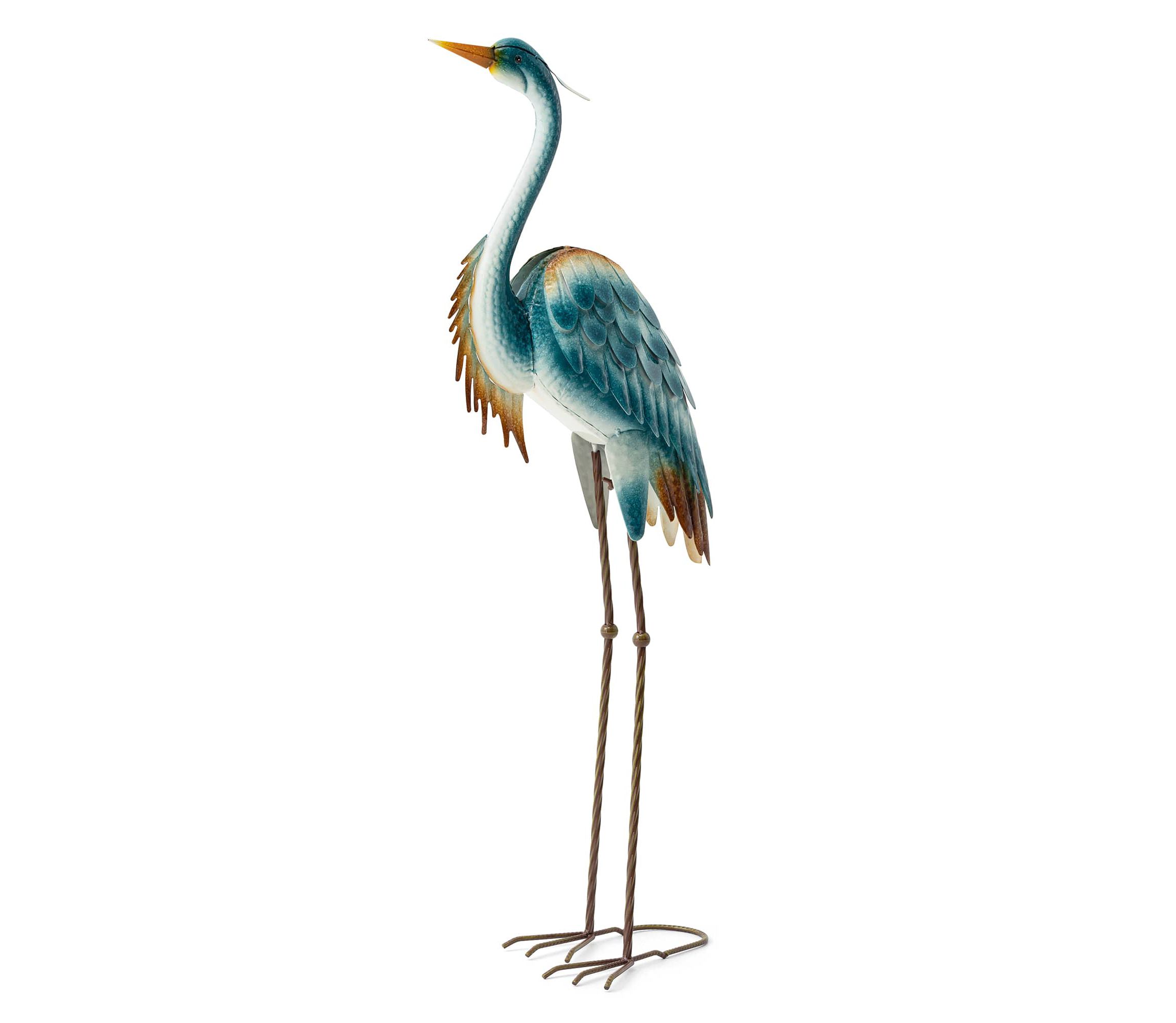 40"H Metal Standing Crane  Garden Statue with Stakes  (KD)Metal Thickness: 0.35mm