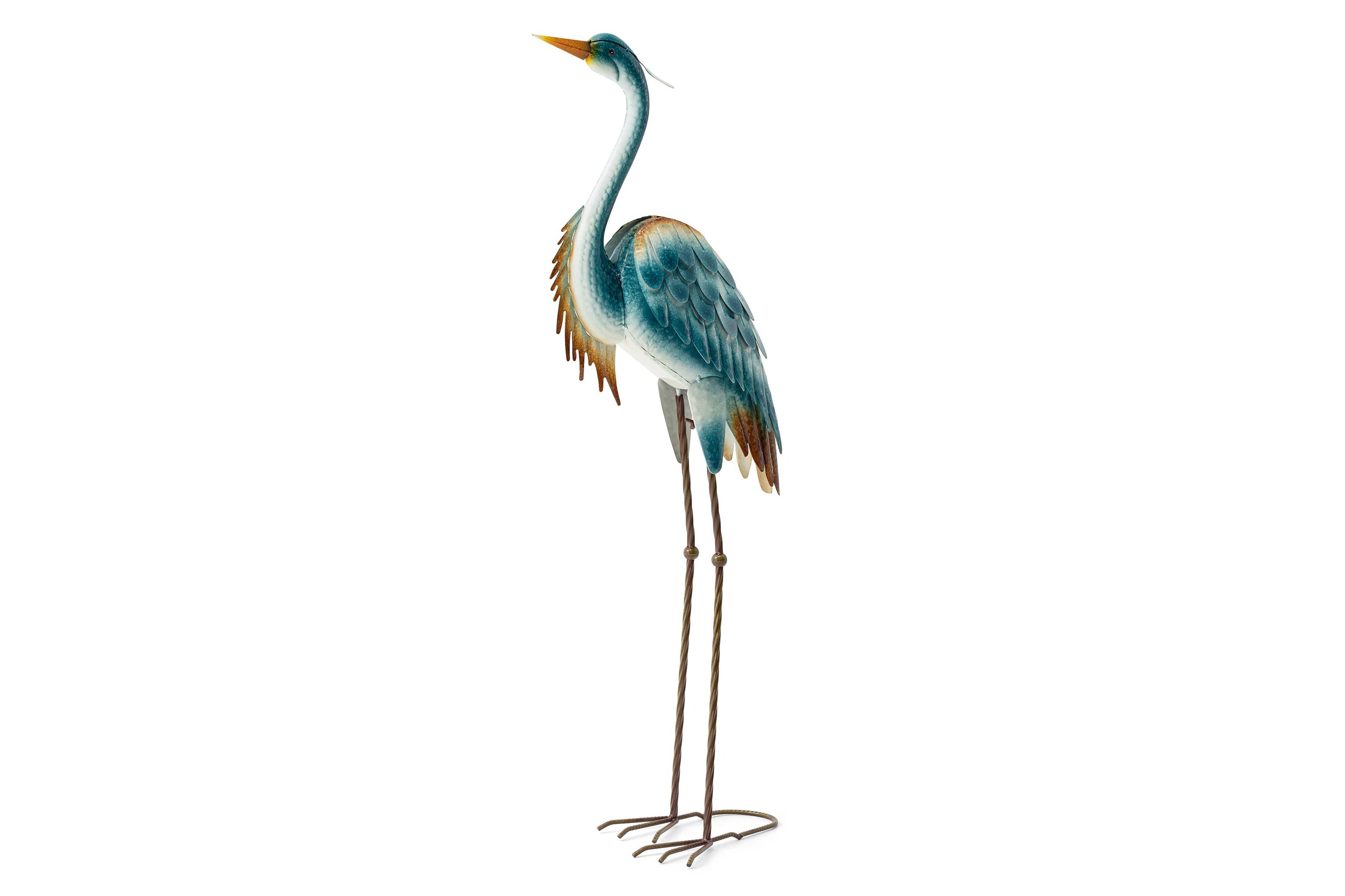 40"H Metal Standing Crane  Garden Statue with Stakes  (KD)Metal Thickness: 0.35mm