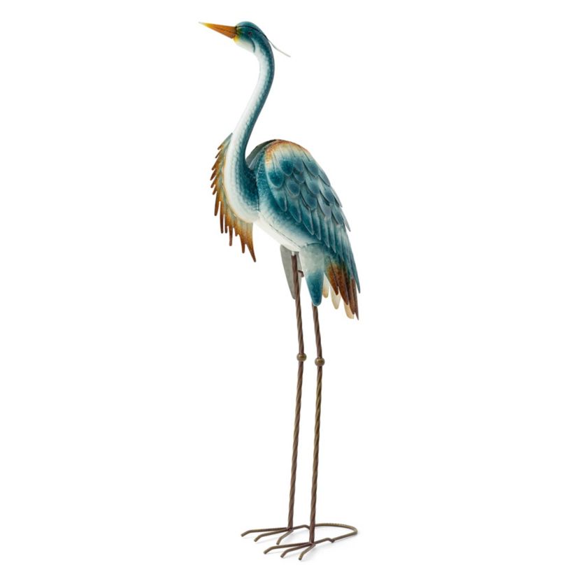 40"H Metal Standing Crane  Garden Statue with Stakes  (KD)Metal Thickness: 0.35mm
