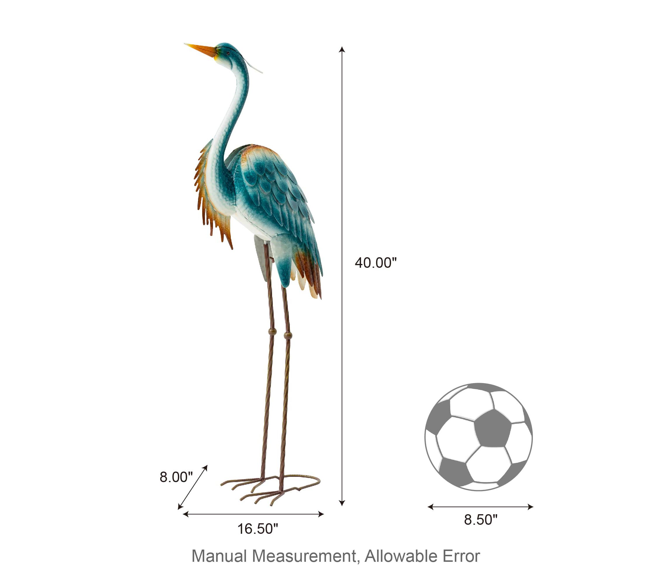 40"H Metal Standing Crane  Garden Statue with Stakes  (KD)Metal Thickness: 0.35mm