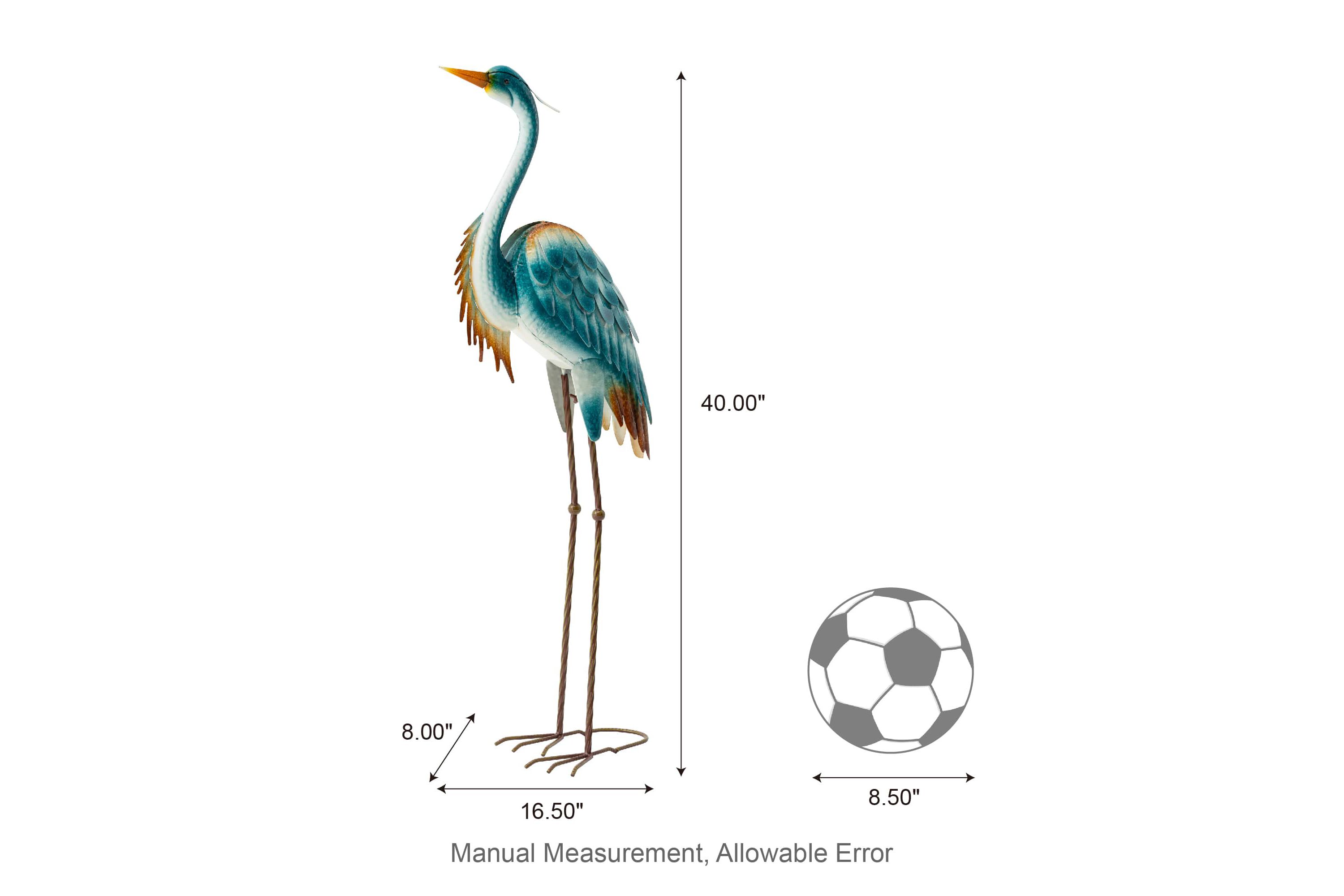 40"H Metal Standing Crane  Garden Statue with Stakes  (KD)Metal Thickness: 0.35mm