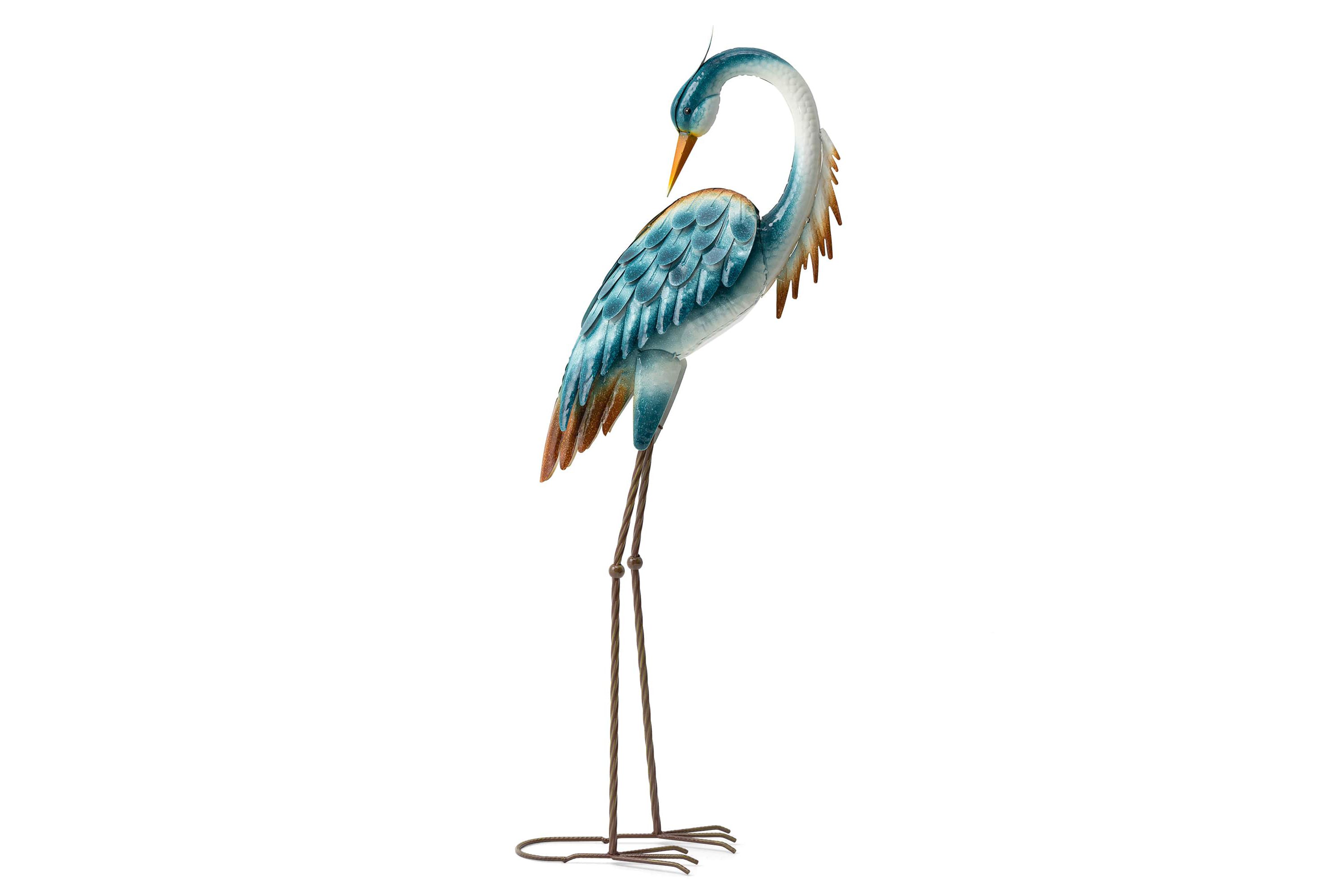 38.5"H Metal Standing Crane  Garden Statue with Stakes (KD)Metal Thickness: 0.35mm