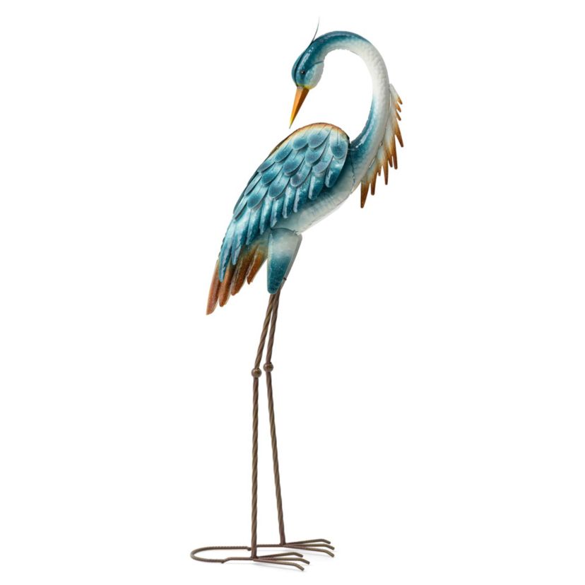 38.5"H Metal Standing Crane  Garden Statue with Stakes (KD)Metal Thickness: 0.35mm
