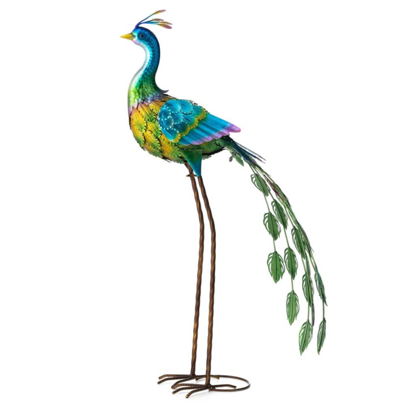 32"H Metal Standing Peacock  Garden Statue  with Stakes (KD)Metal Thickness: 0.3mm