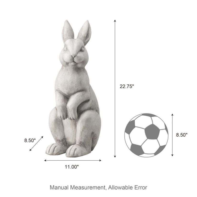 22.75"H MGO White Standing Rabbit Statue