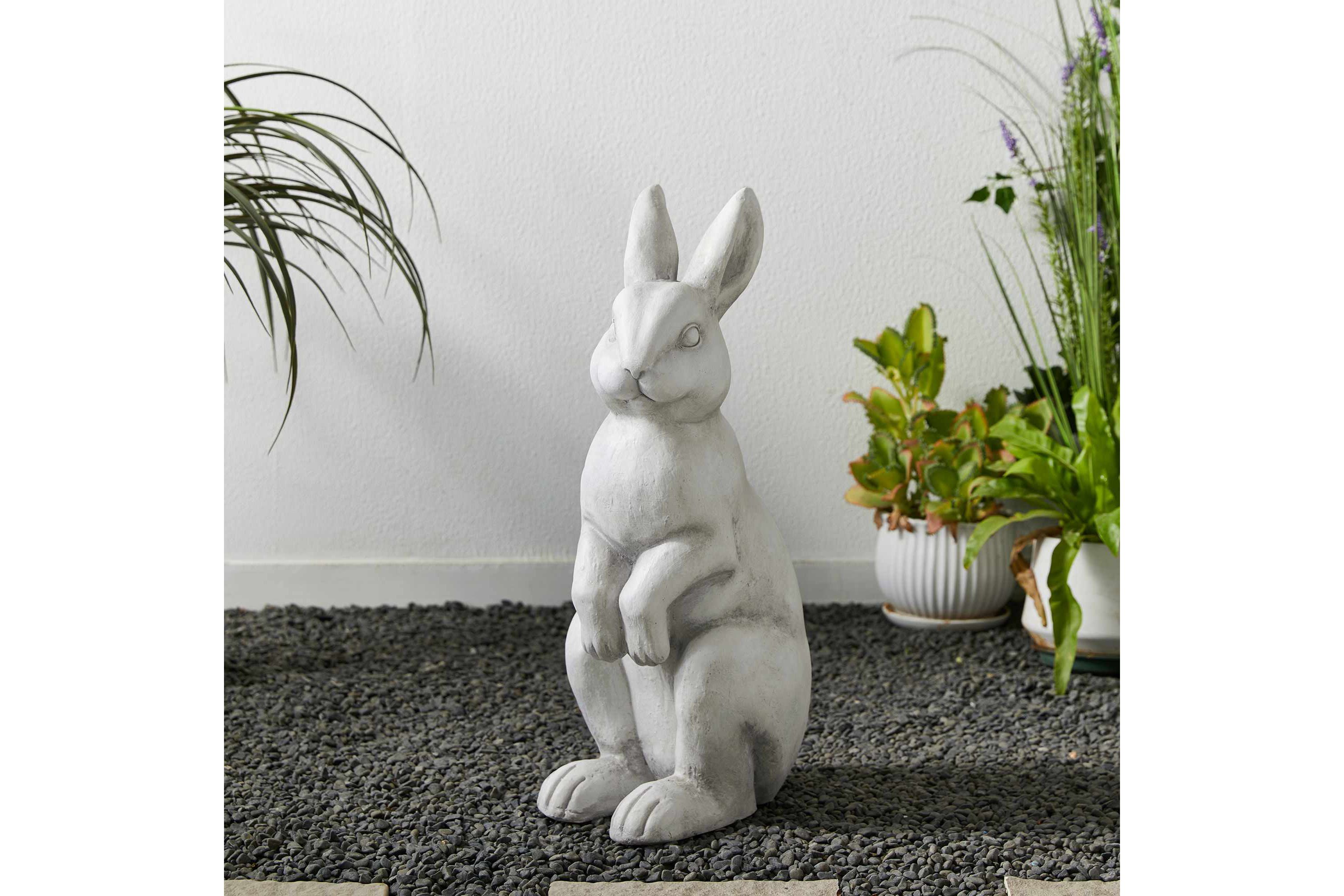 22.75"H MGO White Standing Rabbit Statue