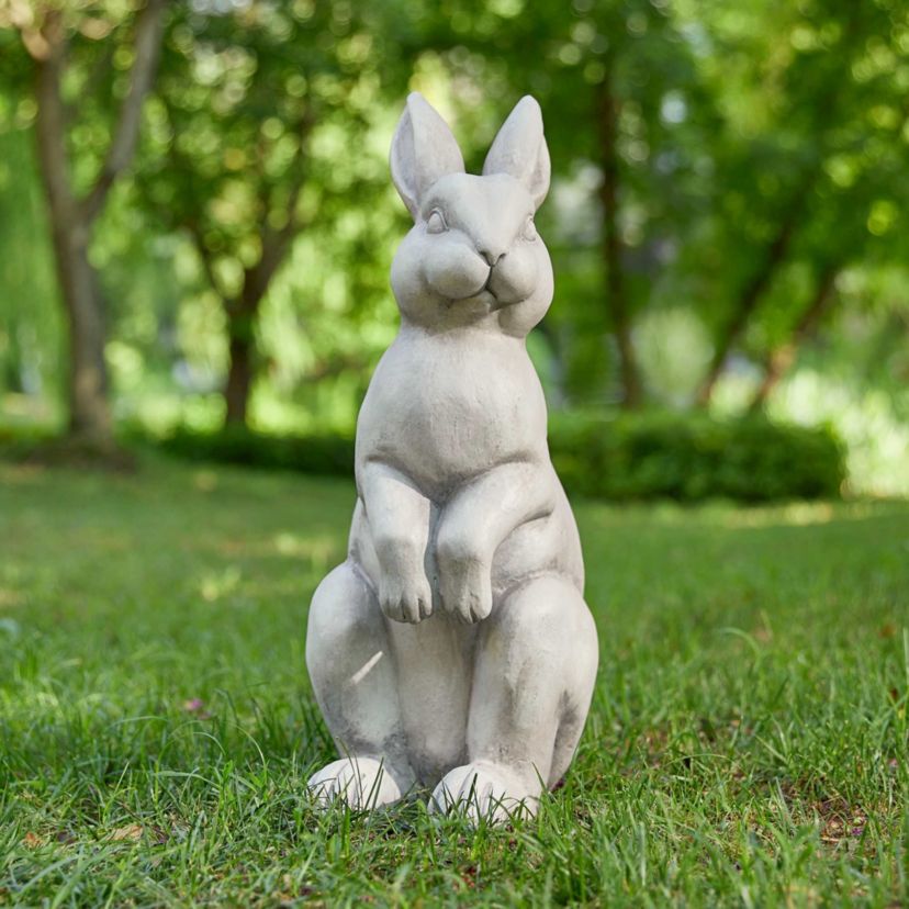 22.75"H MGO White Standing Rabbit Statue