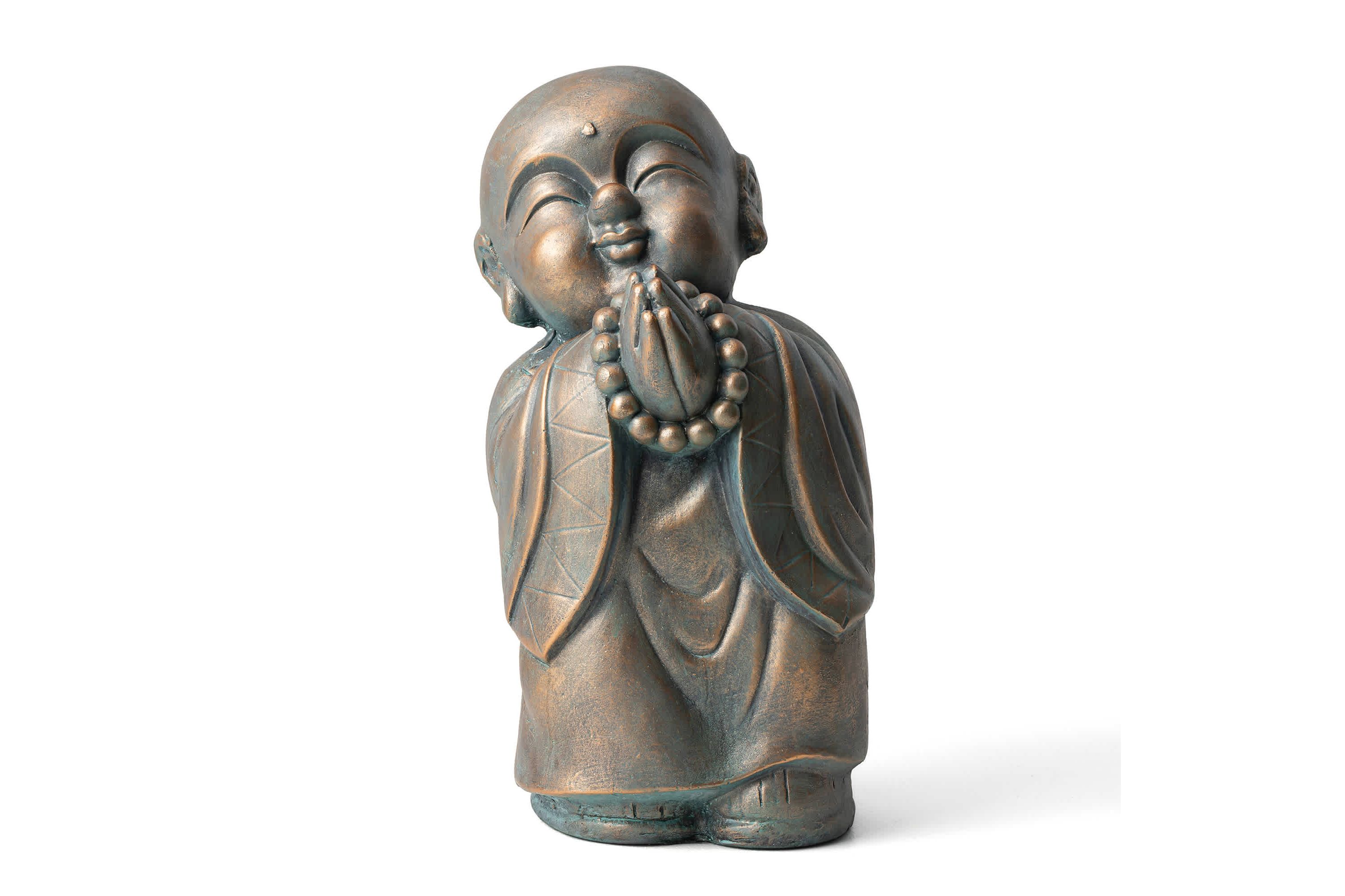 16.5"H MGO Faux Bronze Little Buddha Monk Garden Staue