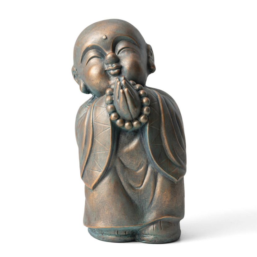16.5"H MGO Faux Bronze Little Buddha Monk Garden Staue
