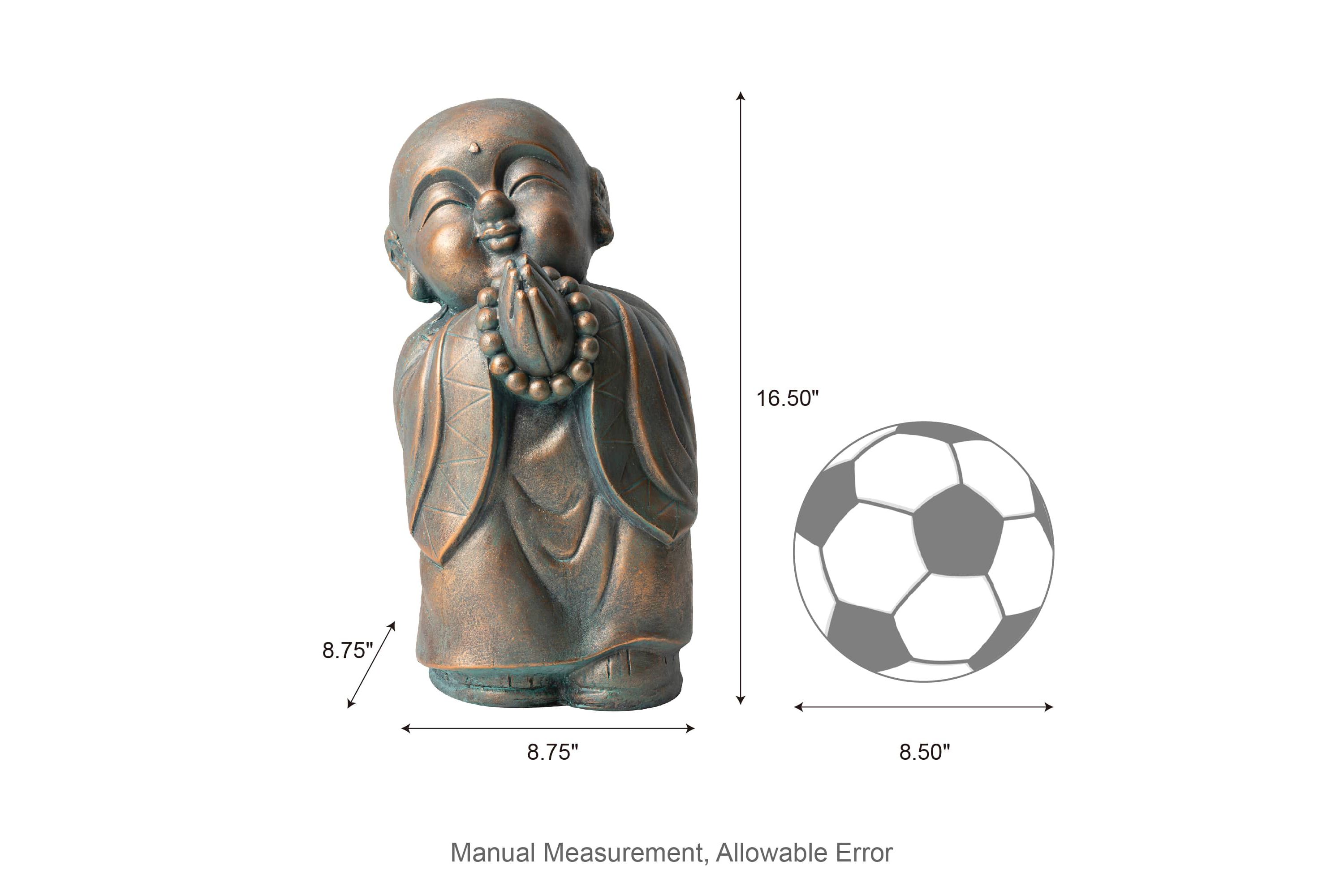 16.5"H MGO Faux Bronze Little Buddha Monk Garden Staue