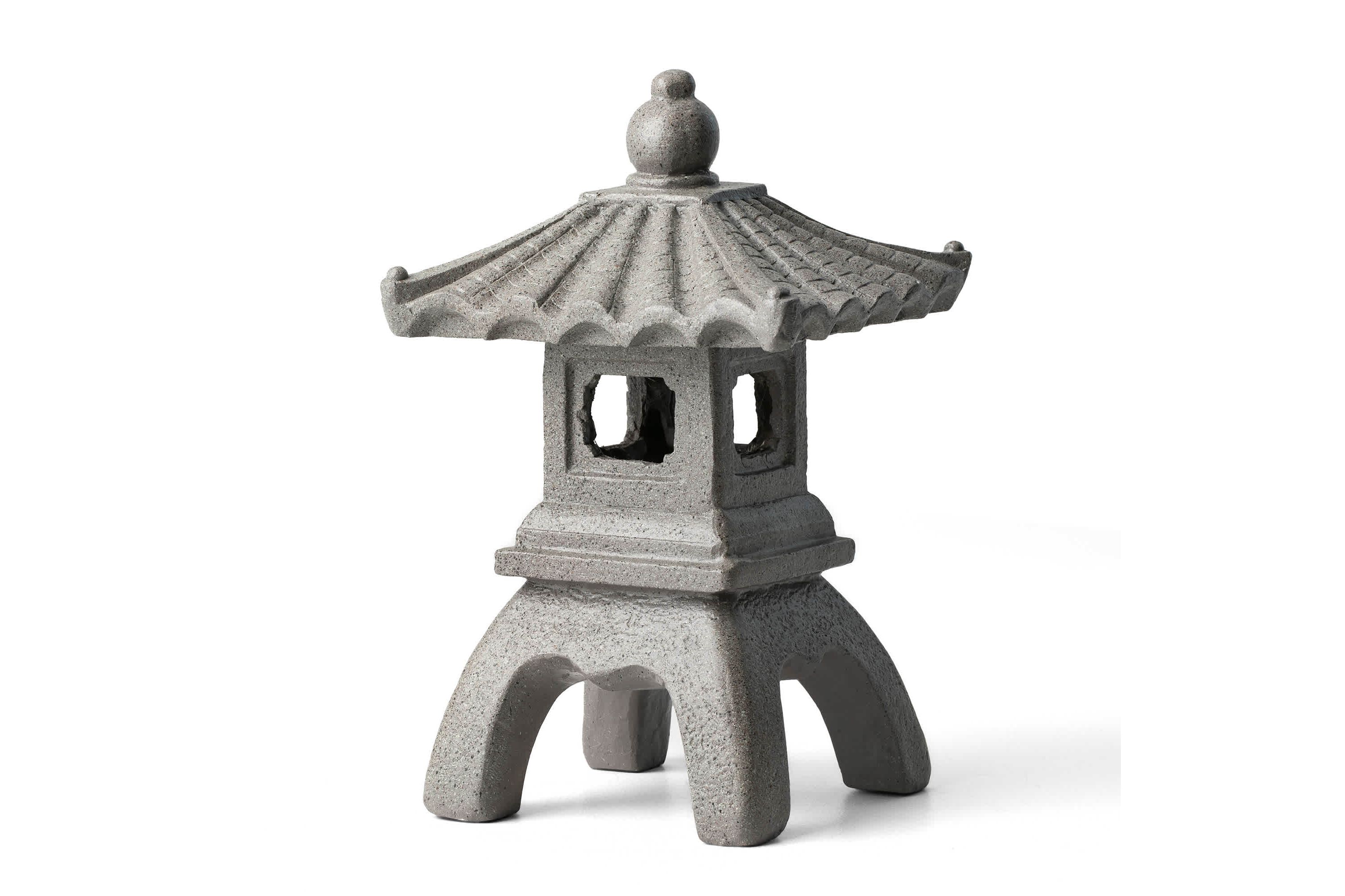 16"H MGO Faux Concrete Pagoda Garden Statue