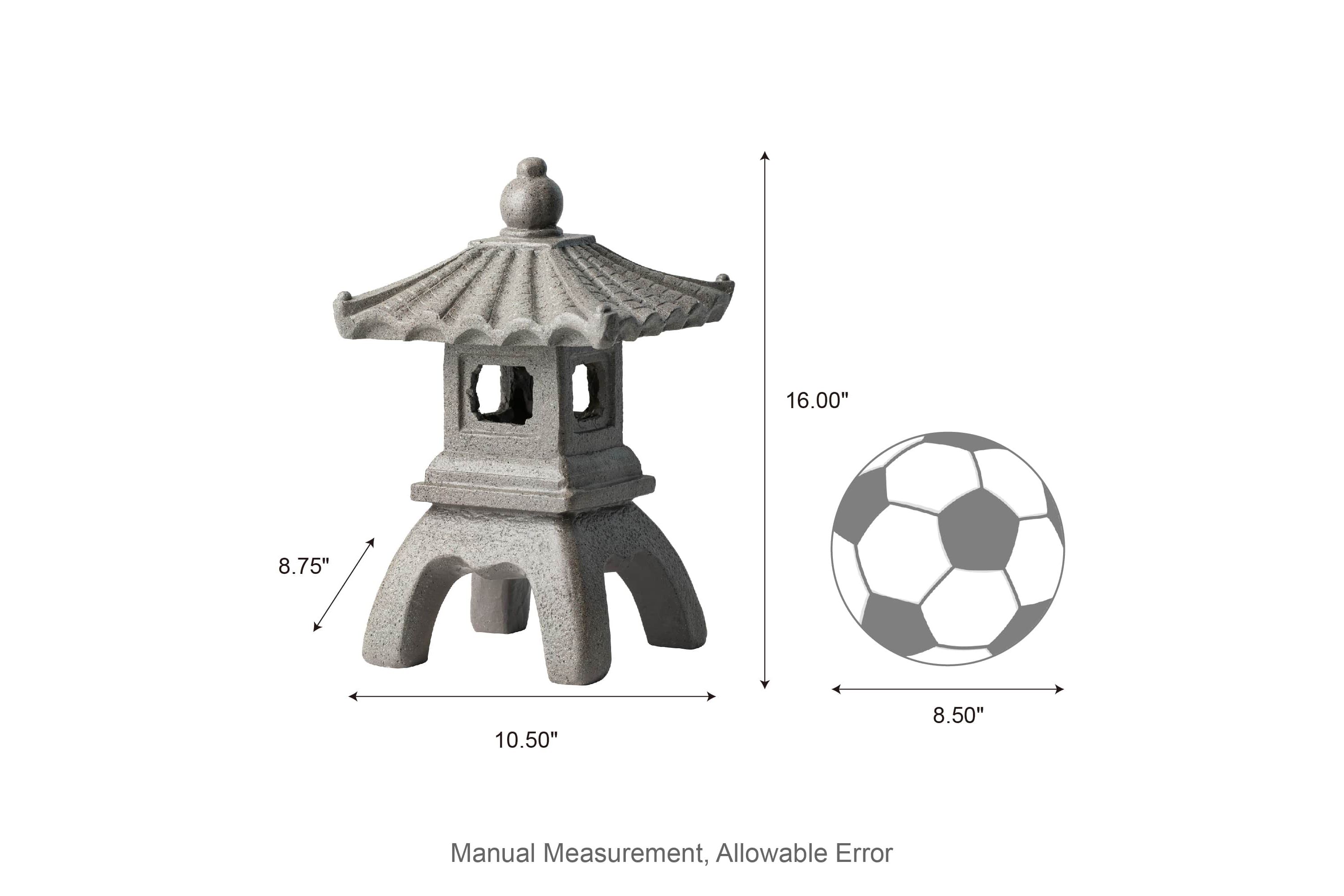 16"H MGO Faux Concrete Pagoda Garden Statue