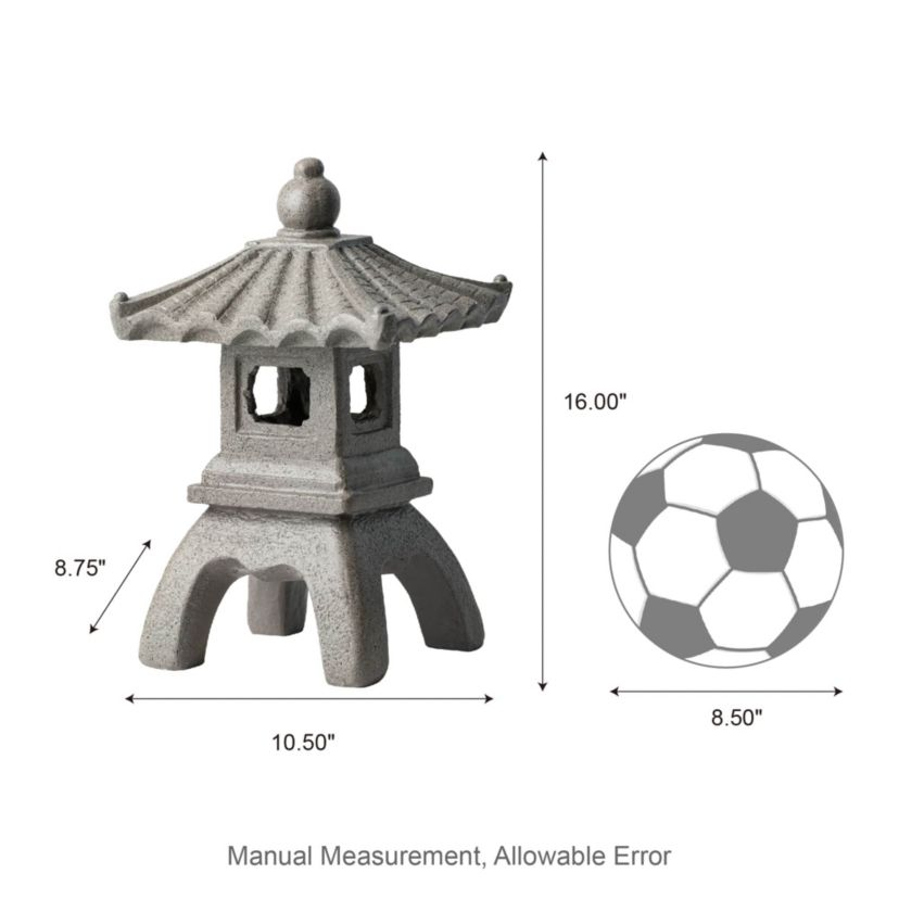 16"H MGO Faux Concrete Pagoda Garden Statue