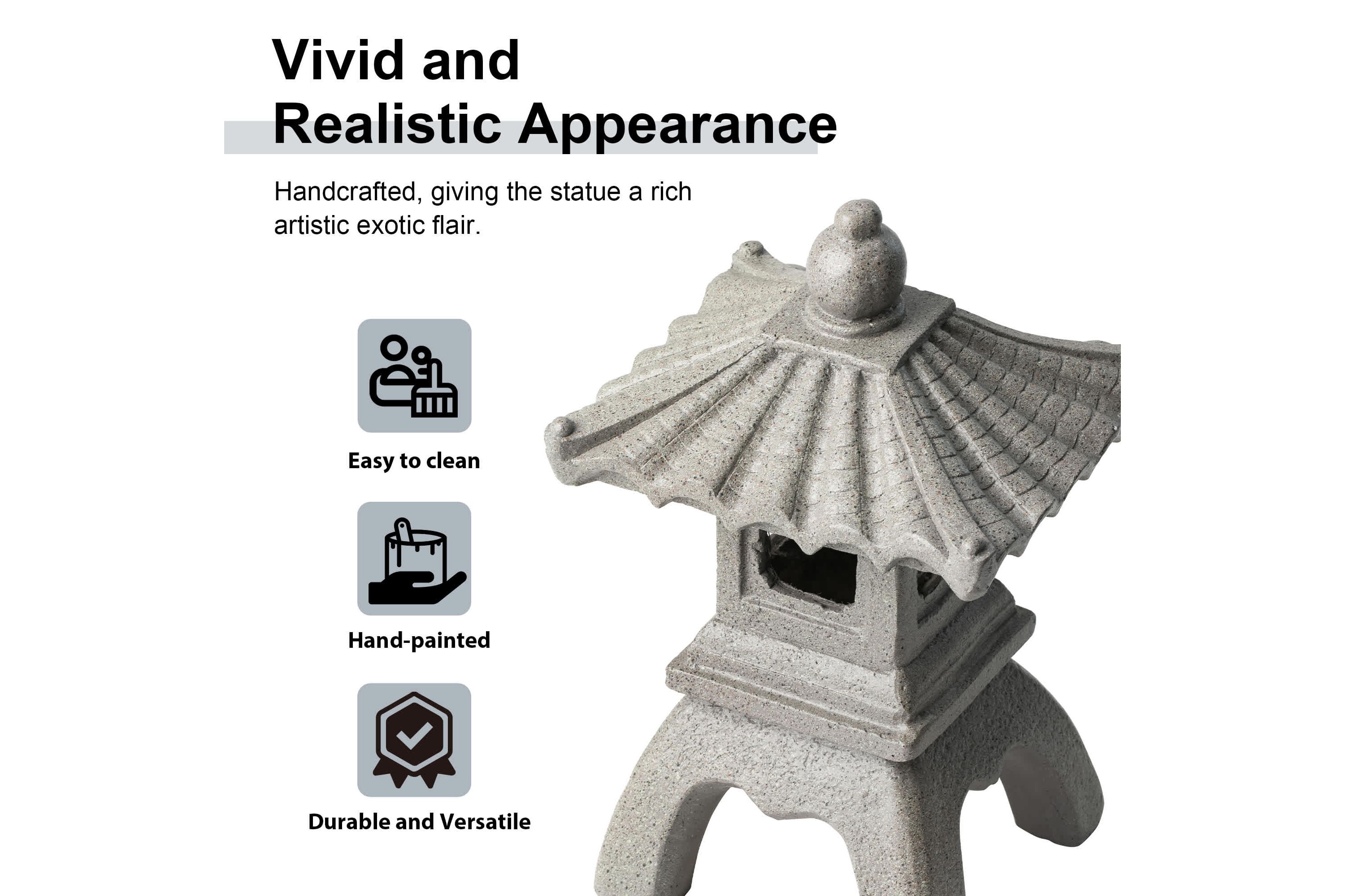 16"H MGO Faux Concrete Pagoda Garden Statue