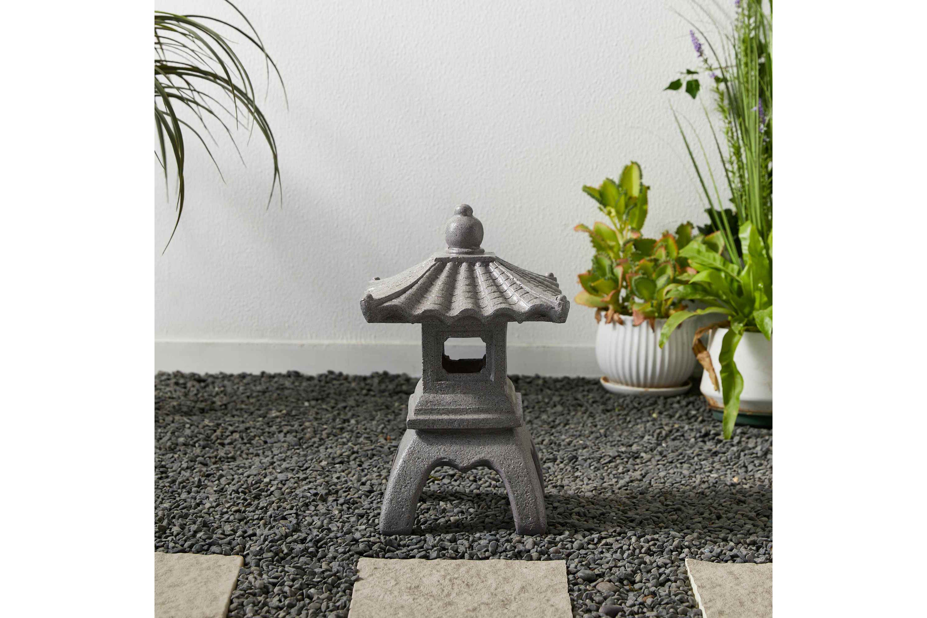 16"H MGO Faux Concrete Pagoda Garden Statue