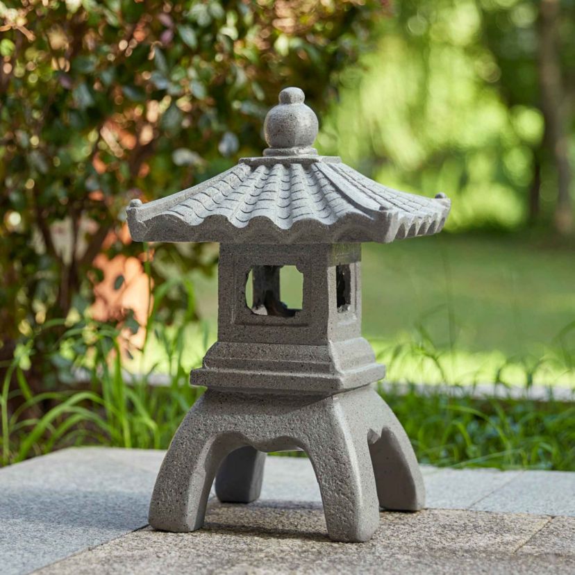 16"H MGO Faux Concrete Pagoda Garden Statue