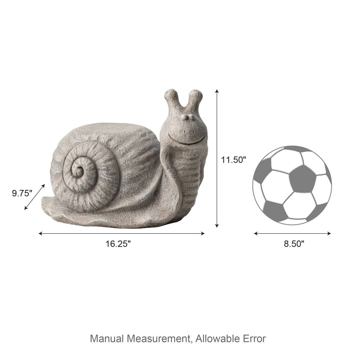 16.25"L MGO Snail Garden Statue or Planter Stand