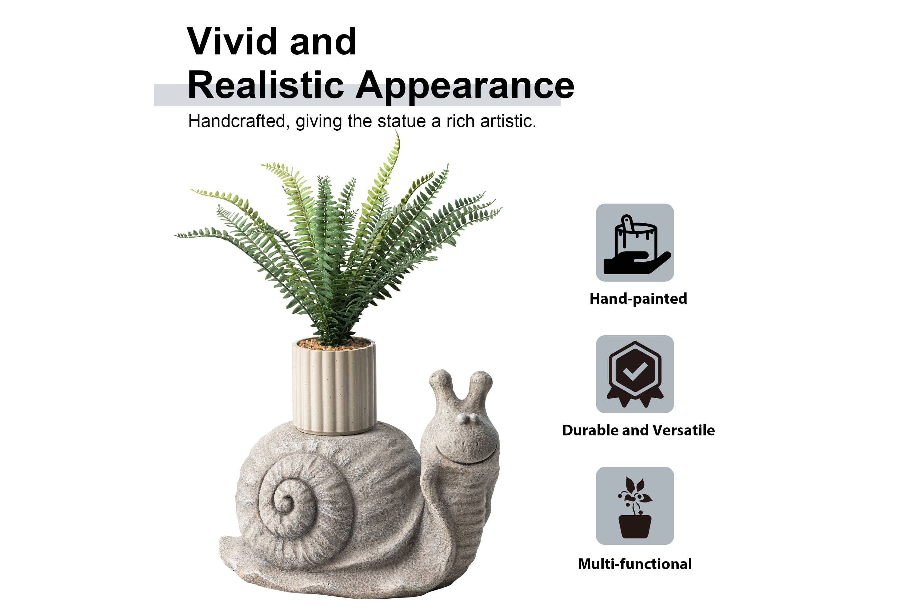 16.25"L MGO Snail Garden Statue or Planter Stand