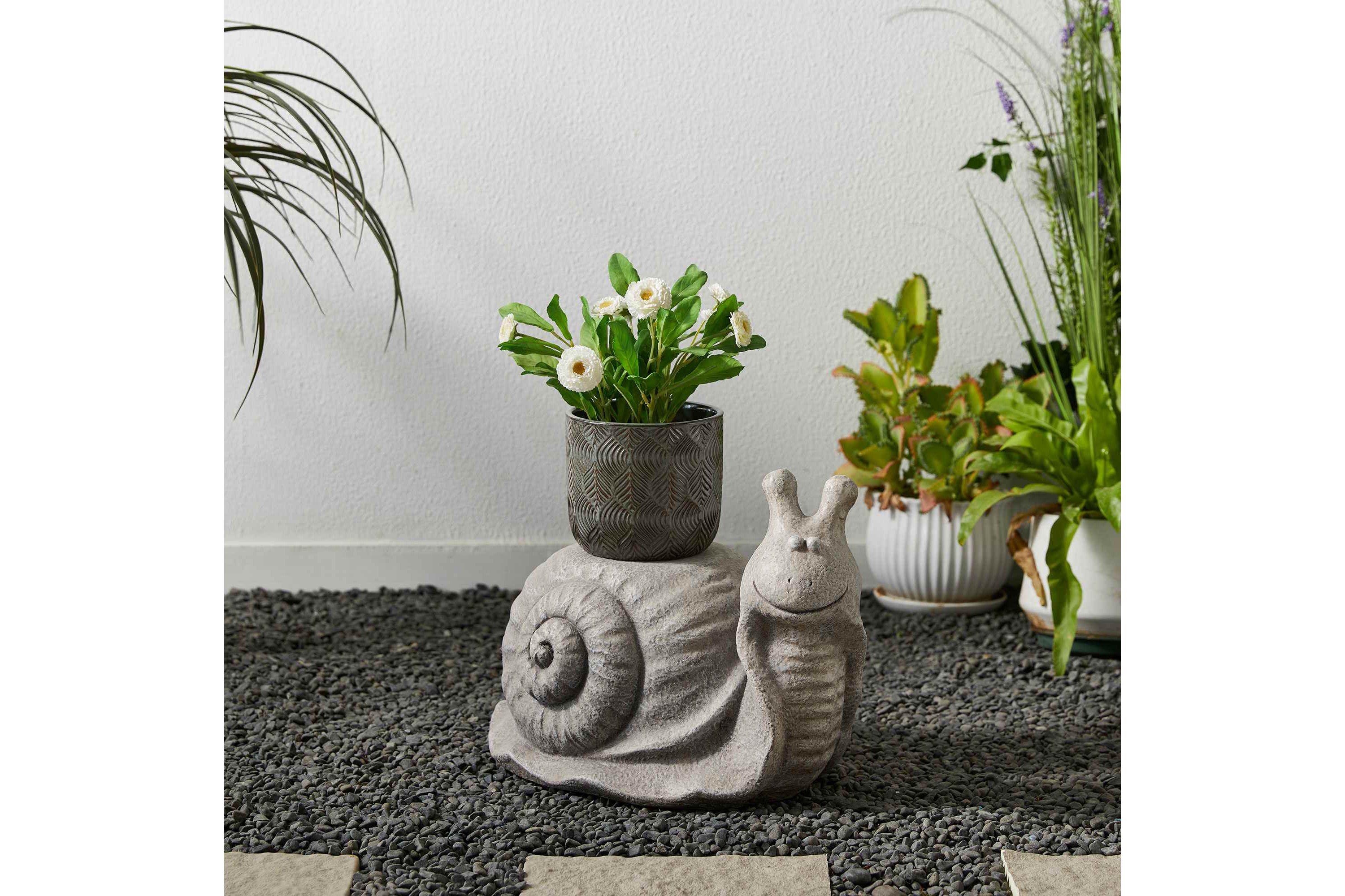 16.25"L MGO Snail Garden Statue or Planter Stand