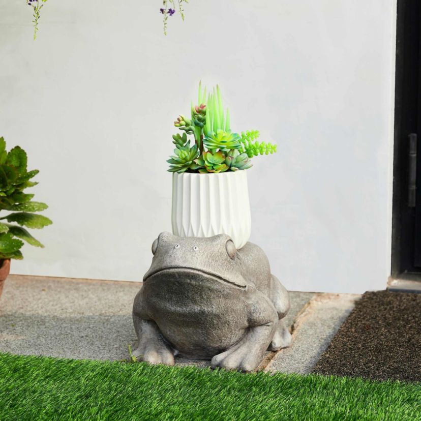 15.25"L MGO Snail Garden Statue or Planter Stand