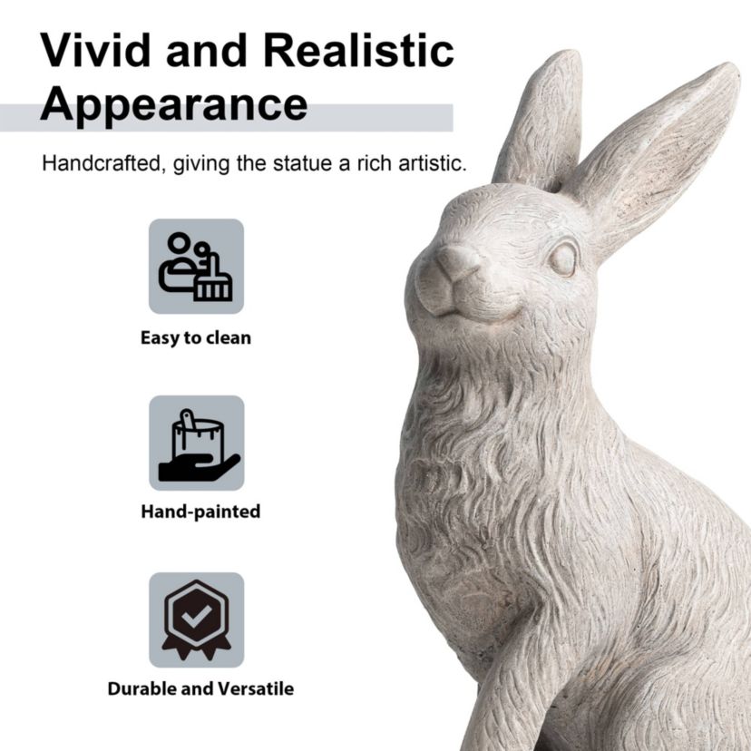 18"H MGO Sitting Rabbit Garden Statue