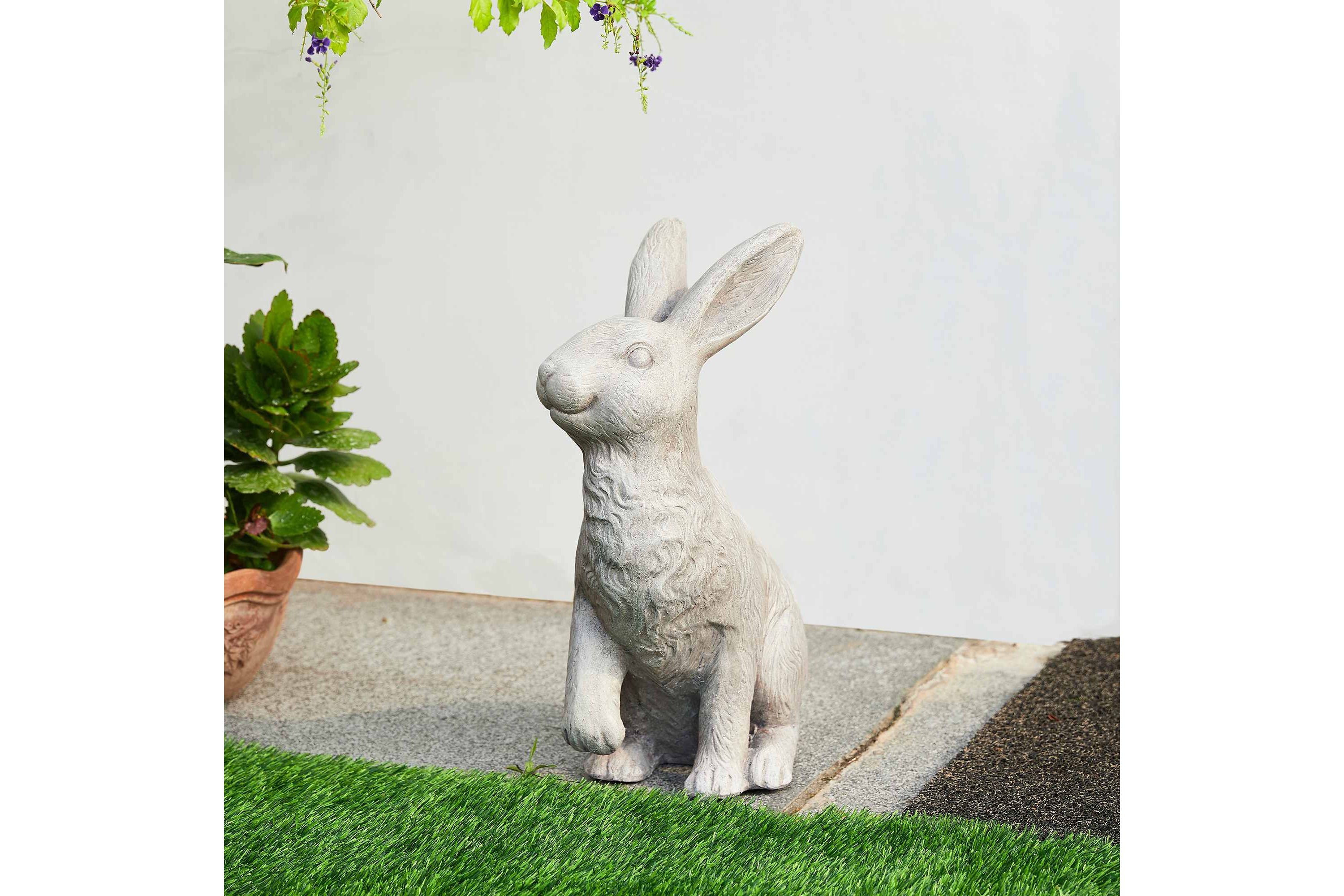 18"H MGO Sitting Rabbit Garden Statue