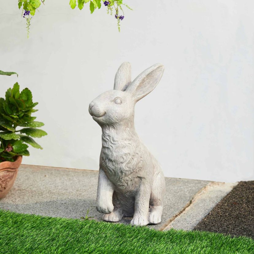 18"H MGO Sitting Rabbit Garden Statue