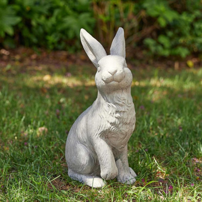 18"H MGO Sitting Rabbit Garden Statue