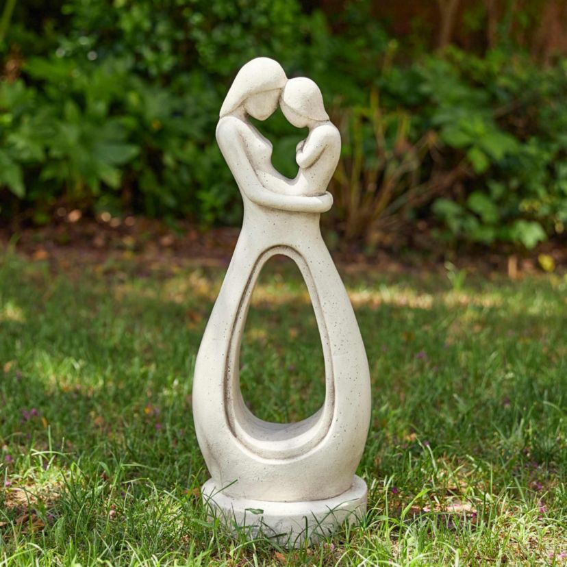24.75"H Modern Abstract Sculpture Hugging Mommy and Baby Garden Statue